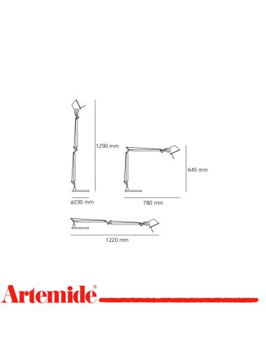 Tolomeo Da Tavolo Bianca Completa Con Base Diametro 23Cm