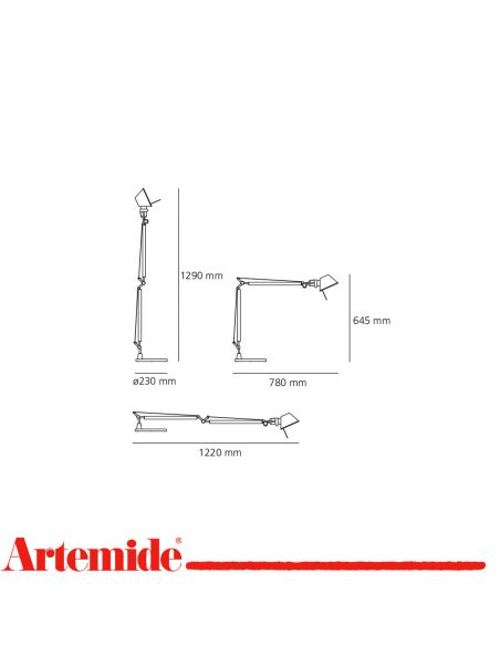 Tolomeo Da Tavolo Bianca Completa Con Base Diametro 23Cm