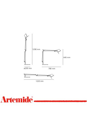 Artemide Tolomeo Led Lampada Da Tavolo Alluminio Con Base 2700K