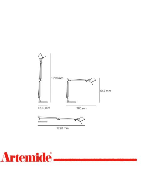 Artemide Tolomeo Led Lampada Da Tavolo Alluminio Con Base 2700K