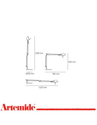 Tolomeo Lampada Tavolo Led Alluminio3000k Con Base 23Cm
