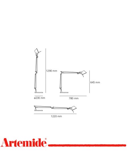 Tolomeo Lampada Tavolo Led Alluminio3000k Con Base 23Cm