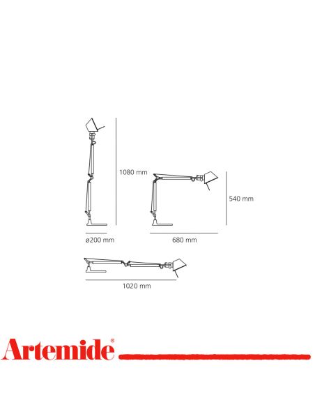 Artemide Tolomeo Mini Led 2700K In Alluminio Con Base Diametro 20Cm