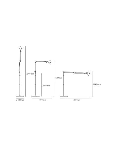 Artemide Tolomeo Terra Nera Completacon Sostegno Scorrevole