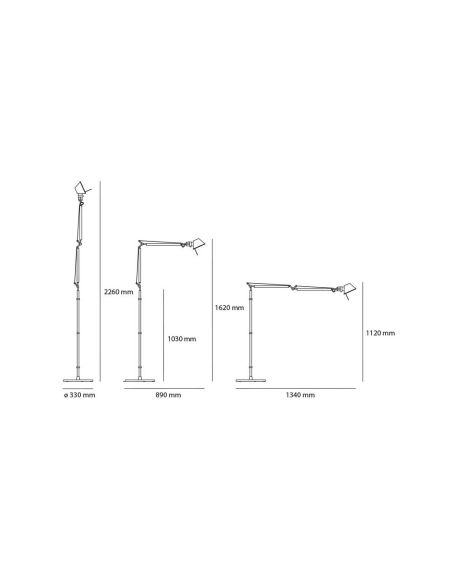 Artemide Tolomeo Terra Nera Completacon Sostegno Scorrevole