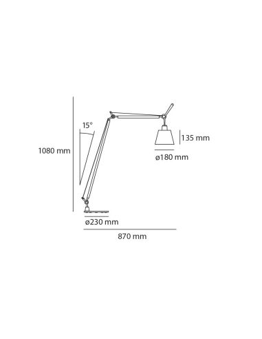 Tolomeo Basculante Reading Terra Alluminio Con Diffusore Raso Da 180Mm