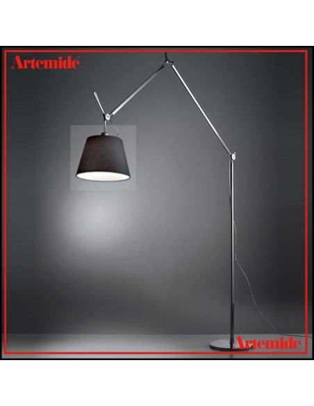 Tolomeo Mega Terra Alluminio Con Dimmer E Diffusore Tessuto Nero 360Mm