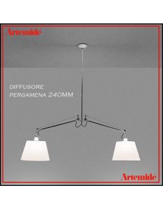 Tolomeo Basculante Sospensione Due Bracci Con Diffusore Pergamena 240Mm