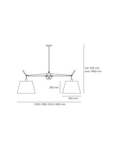 Tolomeo Basculante Sospensione Due Bracci Con Diffusore Pergamena 240Mm 2