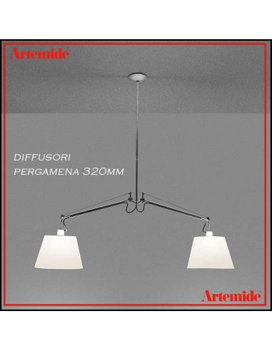 Tolomeo Basculante Lampada Sospensione Due Bracci Con Pergamena 320Mm