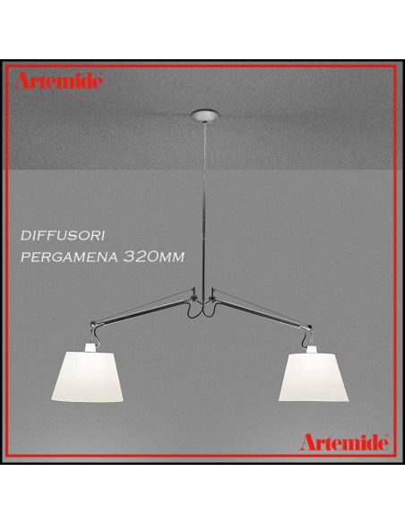 Tolomeo Basculante Lampada Sospensione Due Bracci Con Pergamena 320Mm