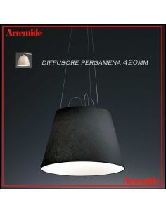 Artemide Tolomeo Mega Sospensione Nera Con Diffusore Pergamena 420Mm