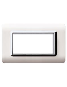 Placca Tecn.44 Bianco Corn.Cromo 4M