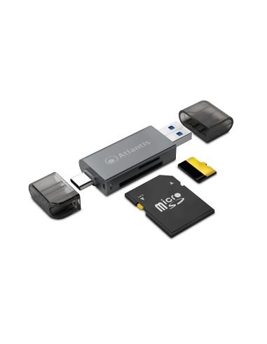 Multicard Reader Atlantis P005-Cr32 All-In-1 Esterno Usb3.0Usb-C Sdxc/Sdhc/Sd, Mmc, Rs-Mmc, Micro Sdxc, Tf, Micro Sd/Sdhc
