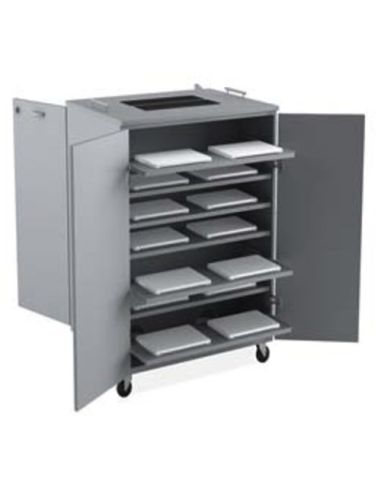 Mobile Ricarica 28 Notebook Su Ruote, Ripiani Fissi E 2 Coppie Ante Apertura 110 Con Serratura. - Bsx0071f Dim.90X70x107