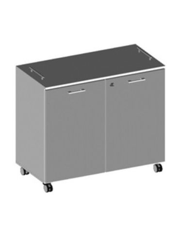 Contenitore Mobile Di Servizio, Serratura Con Chiave Pieghevole, 2 Maniglie Di Traino, 5 Ruote Con Freno, Argento Dim.90X45,1X88