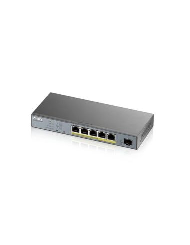 Switch Zyxel Gs1350-6Hp Nebulaflex Switch Managed Per Cctv: 5 Porte Gigabit Poe (Budget 60W)  1 Porta Sfp - Include Mngcloud 1Y