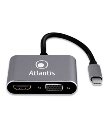 Adattatore Atlantis A04-Tc_HdVPd Da Usb Type_C A Hdmi  Vga  Pd  Usb 3.0