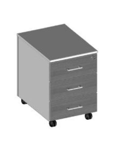 Cassettiera Imo Su Ruote 3 Cassetti Con Serratura L.40 P.55,3 H.57 Cm. Cassa Colore Bianco,Testate Colore Noce Esperia