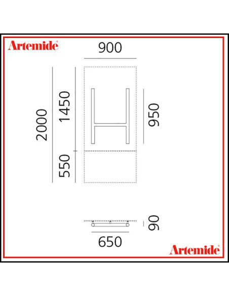 Artemide Alphabet Of Light Lampada Da Parete 'H' Uppercase E Solo Supporto