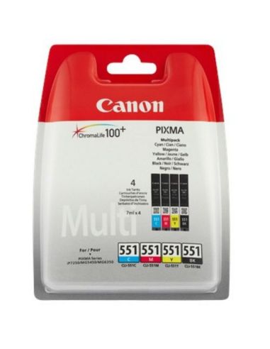 Ink Canon Multipack Cli-551Bk/C/M/Y X Pixma Ip7250 Mg6350 Mg5550 Mg6450 Mg7150 Mx725 Mx925 Ix6850