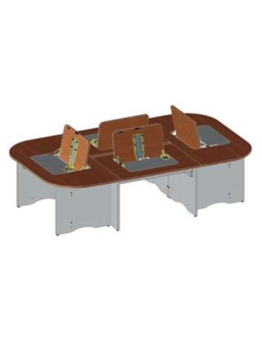 Isola Riunioni 4 Posti Con Botola Blindata X Monitor Max 22 E Tastiera O Nb, Sistema Meccanico Salita - Bsx0222f Dim.253X154x74