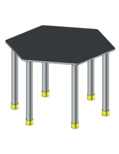 Tavolo Esag. Melam. 51,5, Argento,Bianco,Avorio,Bleu,Arancio,Rosso,Giallo Abbinabile Trapezio Bsx0180f -Bsx0167f/5 Dim.103X89x71