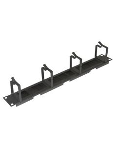 Listello Guidacavi Per Armadi 19 1 Unita' 4 Anelli Con Foro Passaggio Cavi E Spazzola Antipolvere Colore Nero In Metallo