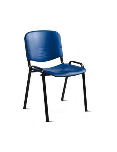 Seduta Fissa, Telaio In Metallo Nero, Seduta E Schienale In Pvc Colore Ordinabile Blu,Giallo,Arancio,Verde E Nero - H.46