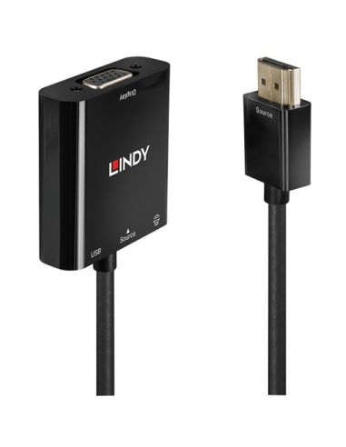 Adattatore Lindy Hdmi-Vga & Audio Converte 1Segnale Hdmi Con Segnale Audio In 1Segnale Vga Analogico,Con Porta Audio Da 3.5Mm