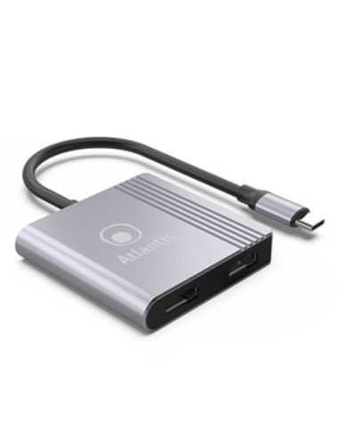 Adattatore Atlantis A04-Tc_2Hdmi Da Usb Type_C A Hdmi 1920X1080@60Hz 18Cm In: 1X Type_C Out: 2X Hdmi V.1.4 (V.1.2 In Dual Mode)
