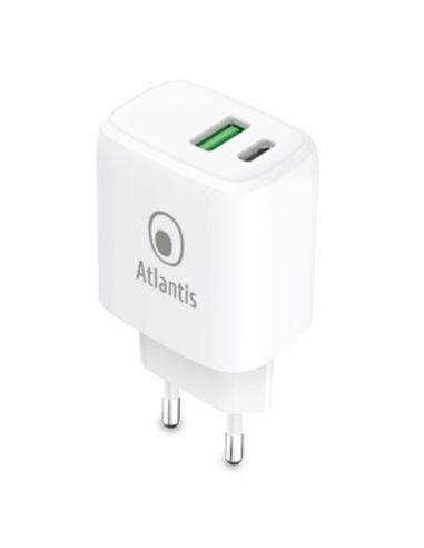 Alimentatore Atlantis Universale Per Smartphone E Tablet P008-Pd20-2U Ac 20W Output 1Xusb 1Xusb-C Pd