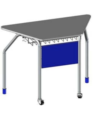 Banco Trapezio Smontabile E Aggregabile, 2 Ruote, Cestello Porta Oggetti,  Colore Argento, Vendibile A Coppia Dim.87,5X46x71