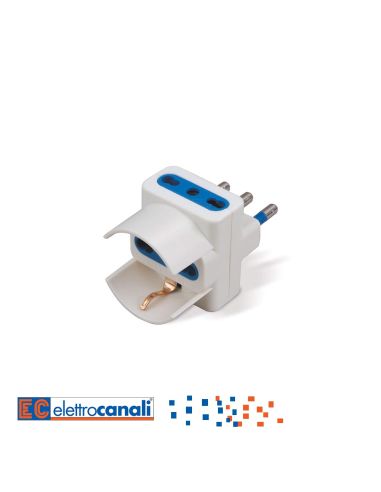 Adattatore.Triplo Schuko/Biv. Bianco16a