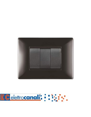 Placca Mylife Q 3 Moduli Grigio Scuro