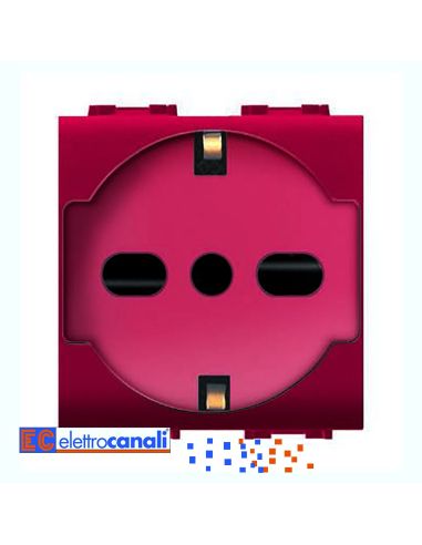 Presa Life Unel Bipasso 10-16A Rossa