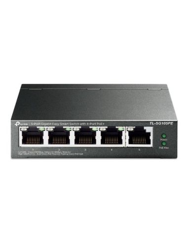 Switch Tp-Link Tl-Sg105pe 5P Gigabit Desktop 10/100/1000Mbps Rj45 4P Poe, 802.3At/Af, 65W Poe Power