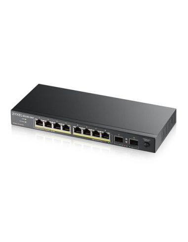 Switch Zyxel Gs1100-10Hp Unmanaged 8P Gigabit (Fino A 120W) 2P Sfp Gigabit Design Senza Ventole Desktop