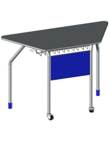 Banco Trapezio Aggregabile, 2 Ruote, Cestello Porta Oggetti,  Colore Argento, Vendibile A Coppia - Bsx0180f-59 Dim.98X45x59