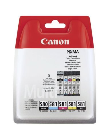 Ink Canon Multipack Pgi-580/Cli-581 Pgbk/C/M/Y/Bk Ts9150 Ts8150 Ts8151 Ts8152 Ts6150 Ts6151 Tr7550 Tr8550 Ts8350