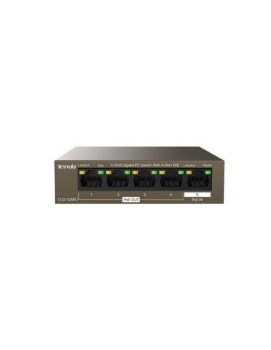 Switch Tenda Teg1105pd 5P Lan Gigabit Pd Desktop Con 4P Poe