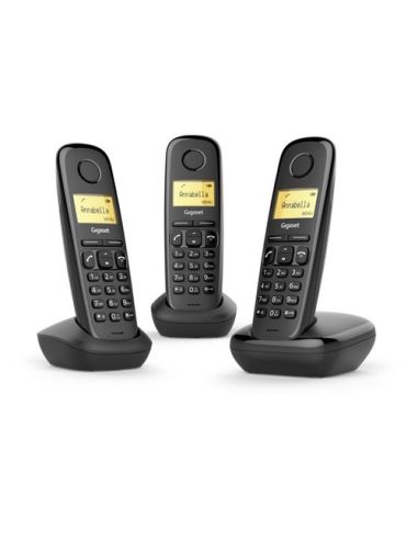 Telefono Cordless Gigaset A170 Trio L36852h2802k111 Black Dect Displ. Alfanum. Monoc., Id Chiamate, 10 Suonerie, Rubrica 50 Nomi