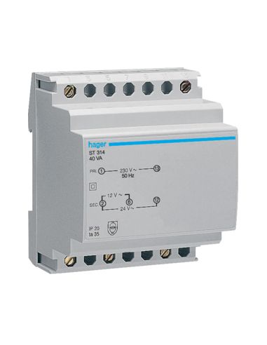 Trasf. Sic. 230V - 12-24V 40Va 4M