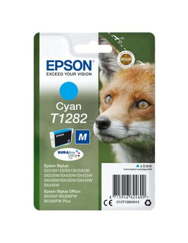 Ink Epson C13t12824012 Ciano Volpe (Taglia M) X S22 Sx125 Sx130 Sx230 Sx235w Sx420w Sx440w Sx430w Sx435w Bx305f Bx305fw Bx305fw