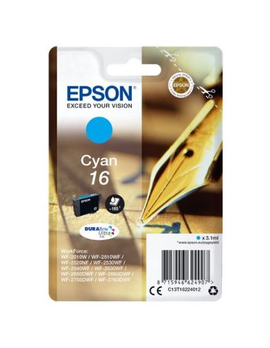 Ink Epson C13t16224012 Ciano Penna/Cruciverba Durabriteultra Wf-2010 2510 2520 2530 2540 2630 2650D 2660 2760 2750