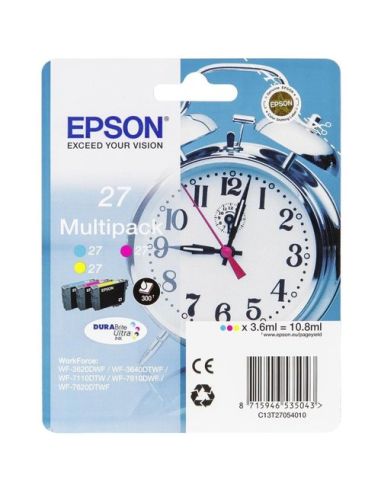 Multipack Epson 27 3C C13t27054012 Cmy Sveglia X Wf-3620 Wf-7110Dtw Wf-7610Dwf Wf-7620Dtwf Wf-7210Dtw Wf-7710Dwf Wf-7720Dtwf