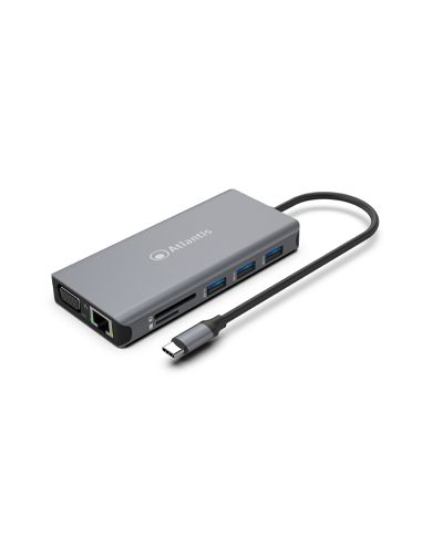 Mini Docking Atlantis A04-Tc_Dk46 In: 1Xusb-C Out: 1Xhdmi 4K@60Hz 1Xgbitlan 1Xvga Fhd@60Hz 3Xusb3.0 2Xusb-C(1Xpd) 1Xsdtf 1X3.5M