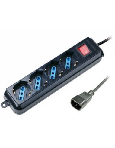 Multipresa Atlantis P011-Sl3004p-B 4 Posti Shuko  Interruttore, Nera