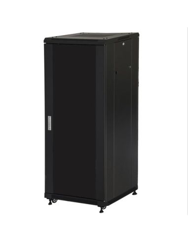 Rack Link 19'' Armadio 27 Unita' (A)1388X(L)600X(P)1000 Colore Nero Porta In Vetro Capacità Di Carico 800 Kg
