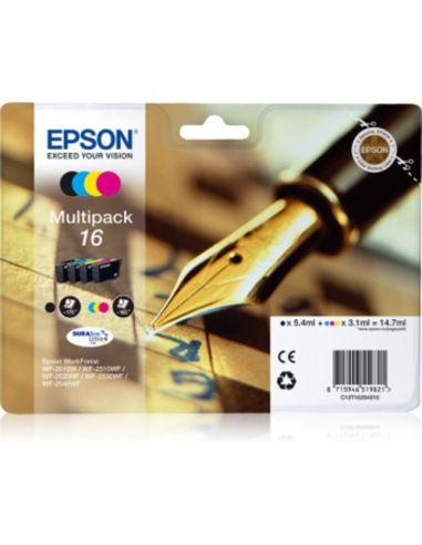 Multipack Epson 16 4C Serie Penna/Cruciverba Durabrite Ultra Wf-2010 2510 2520 2530 2540 2630 2650D 2660 2760 2750